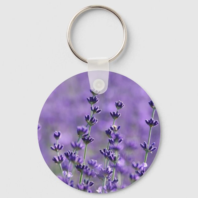 Porte-clés Fleurs de lavande violet Floral (Recto)