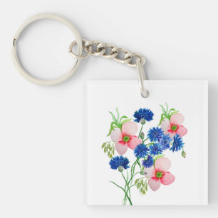 Porte-clés Fleurs de maïs mignonnes aquarelles