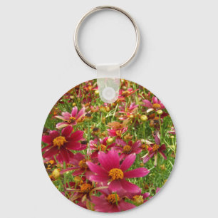 Porte-clés Fleurs de marguerite rose et jaune brillantes