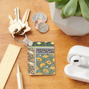 Porte-clés Fleurs de pavot Art Nouveau floral vintage