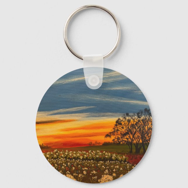 Porte-clés Fleurs de printemps au coucher du soleil, par Gary (Recto)