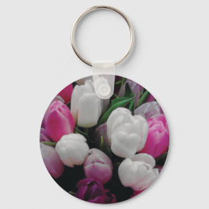 Porte-clés Fleurs de tulipe porte - clé photo personnalisé po