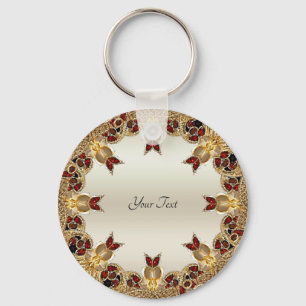 Porte-clés Fleurs d'or Porte - clé de pierres rouges