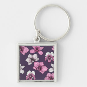 Porte-clés Fleurs d'orchidées roses