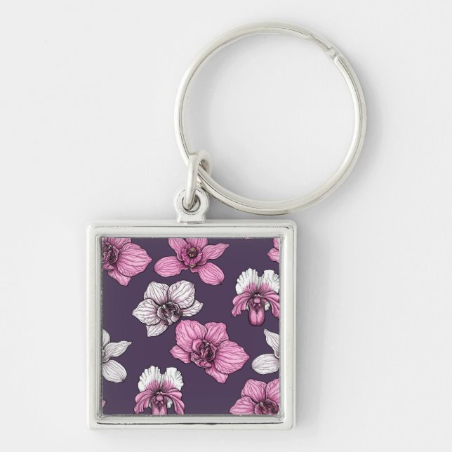 Porte-clés Fleurs d'orchidées roses (Devant)
