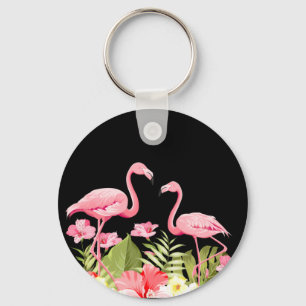 Porte-clés Fleurs Et Flamants roses Tropicaux-32146