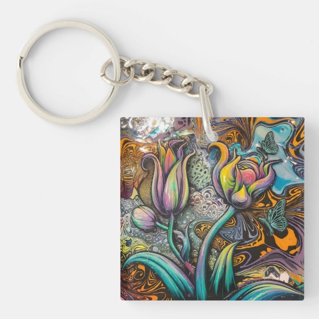 Porte-clés Fleurs Mandala (Devant)