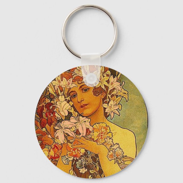 Porte-clés fleurs mucha (Recto)