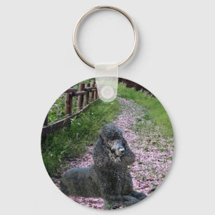 Porte-clés Fleurs noires de porte - clé de caniche