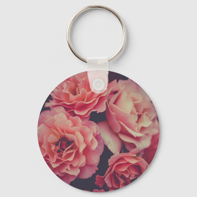 Porte-clés Fleurs oeillets roses (Recto)
