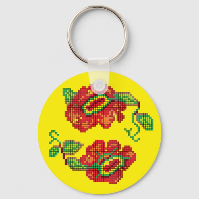 Porte-clés Fleurs Pour Mon Belle II - Bkg Jaune. (Recto)