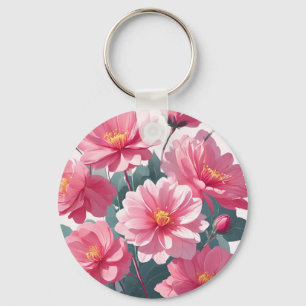 Porte-clés Fleurs roses