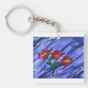 Porte-clés Fleurs roses