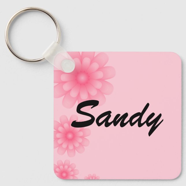 Porte-clés Fleurs roses Nom Porte - clé - Sandy (Recto)