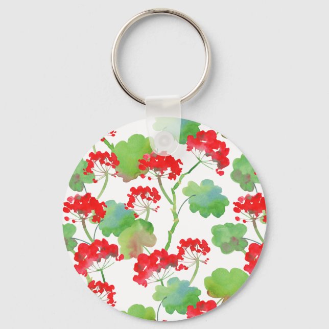 Porte-clés Fleurs rouges (Pelargonium) (Recto)