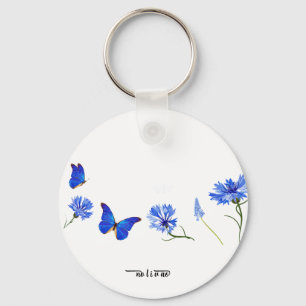 Porte-clés Fleurs sauvages aquarelle nom de script personnali