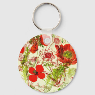 Porte-clés Fleurs sauvages d'été des Vintages pavots Red Gree
