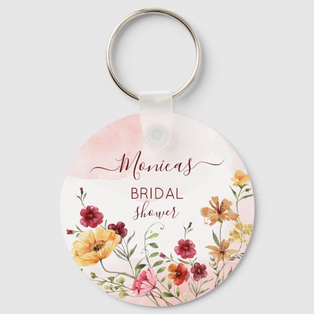 Porte-clés Fleurs sauvages douche nuptiale favorise personnal (Recto)