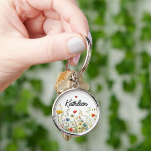 Porte-clés Fleurs Sauvages Personnalisées, Cadeau 