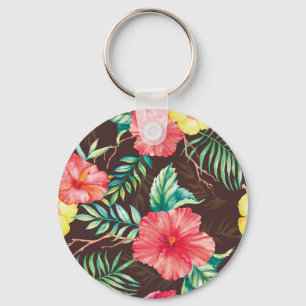 Porte-clés Fleurs tropicales colorées Arrière - plan foncé