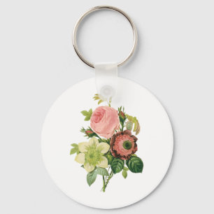 Porte-clés Fleurs Vintage, Anémones Roses Clematis par Redout