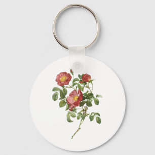 Porte-clés Fleurs Vintage Floral Rose Rouge de l'Amour par Re