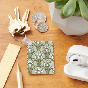 Porte-clés Fleurs vintages Art Nouveau Iris dans un jardin