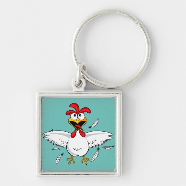 Porte-clés Fling fou drôle d'aile de poulet de bande dessinée (Devant)