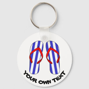 Porte-clés Flip Flops Plage Sandales Texte Personnalisé