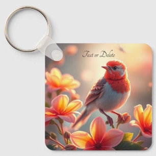 Porte-clés floral à oiseau orange