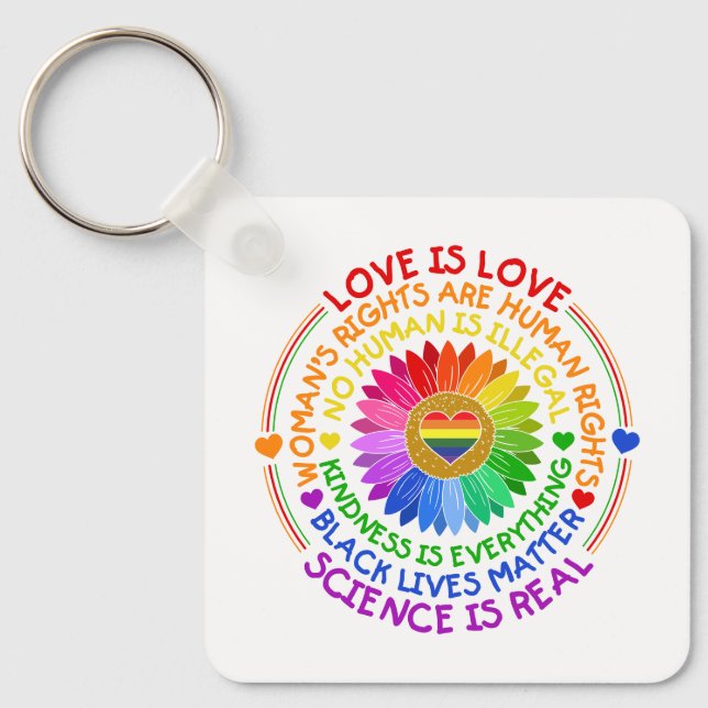 Porte-clés Floral Arc-en-ciel Position politique et sociale (Recto)
