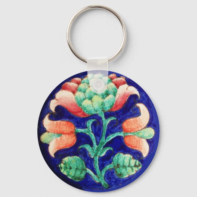 Porte-clés FLORAL, bleu rose vert (Recto)