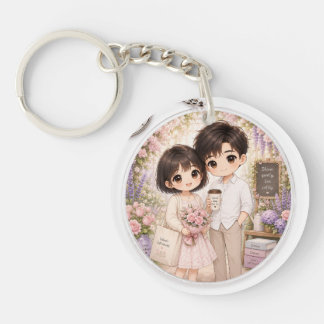 Porte-clés Floral Couple Chibi Bloom Gently