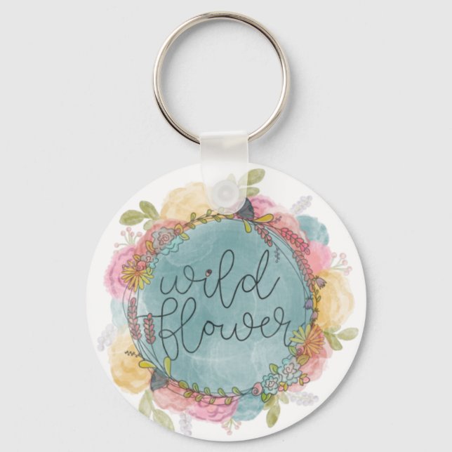 Porte-clés Floral de couronne fleur sauvage (Recto)