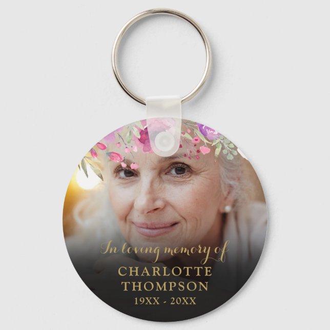 Porte-clés Floral En Mémoire AmoureusePhoto (Recto)