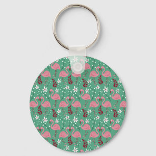 Porte-clés Floral flamingo seamless pattern pink green