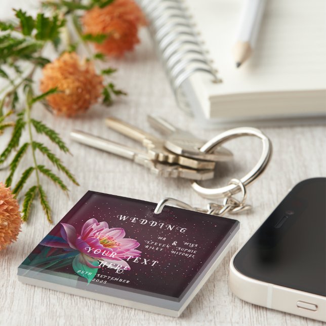 Porte-clés Floral Lotus Mariage Suite | Starry Night Romance (Devant Droit)
