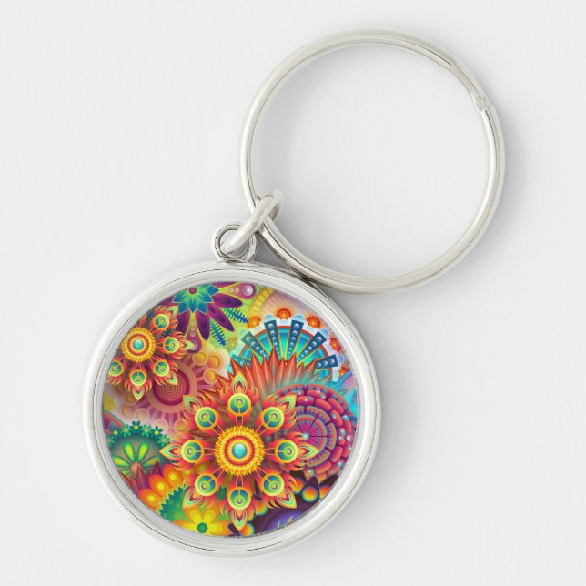 Porte-clés Floral Mandala Collage psychédélique (Devant)
