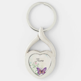 Porte-clés Floral papillon vintage