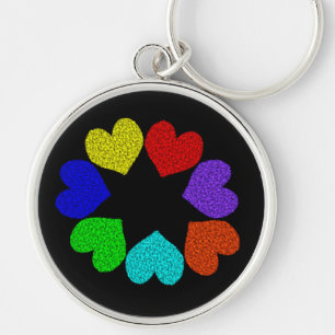 Porte-clés Floral Rainbow Love Hearts Porte - clé