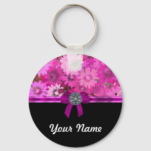 Porte-clés Floral rose personnalisé