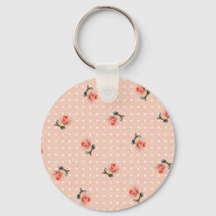 Porte-clés Floral rose vintage et points