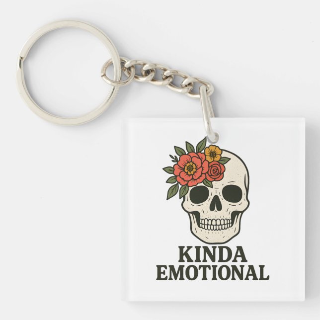 Porte-clés Floral Skull Aesthetic with Soft Emotional Touch (Devant)