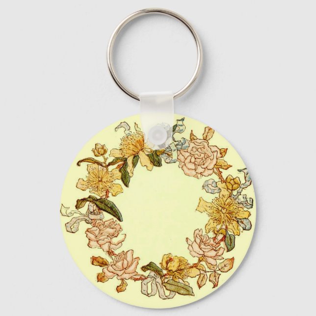 Porte-clés Floral Spring Fleur de couronne rose Fleurs Art (Recto)