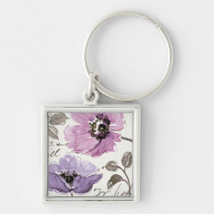 Porte-clés Floral Valse Plum Aquarelle Fleurs