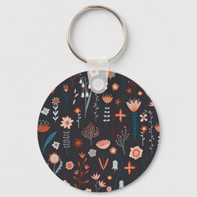 Porte-clés Flore scandinave foncé (Recto)