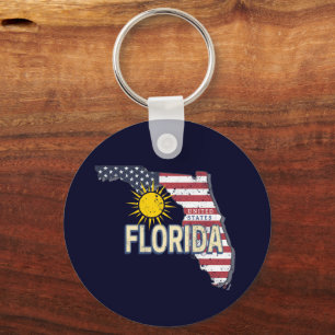 Porte-clés Floride États-Unis Carte Retro Vintage USA