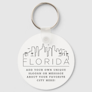 Porte-clés Floride Stylisé Skyline  Slogan personnalisé