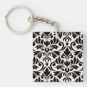 Porte-clés Flourissant Damask Art I Black on Cream