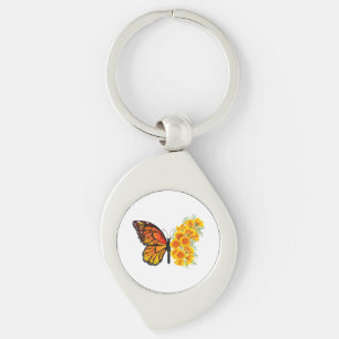 Porte-clés Flower Butterfly with Yellow California Poppy